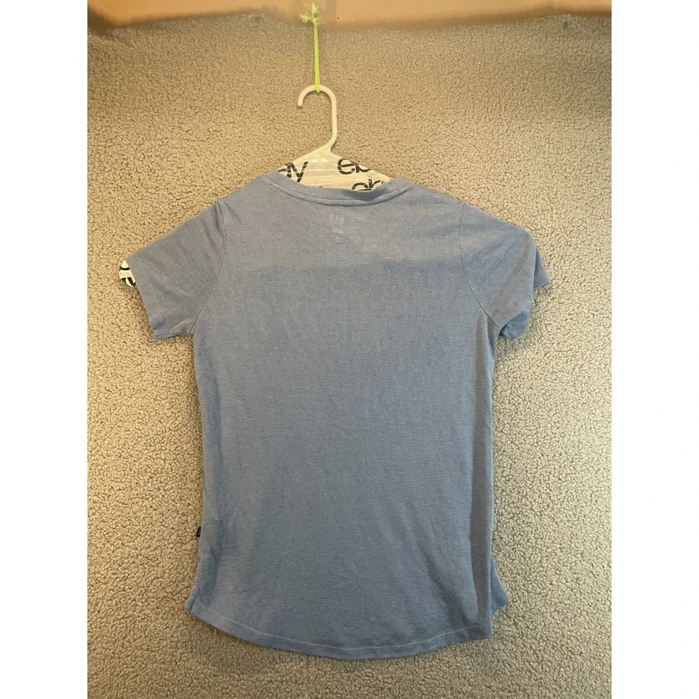 GAP‎ Women's Lightweight Modal Blend V-Neck Scoop Hem T-Shirt Blue XS